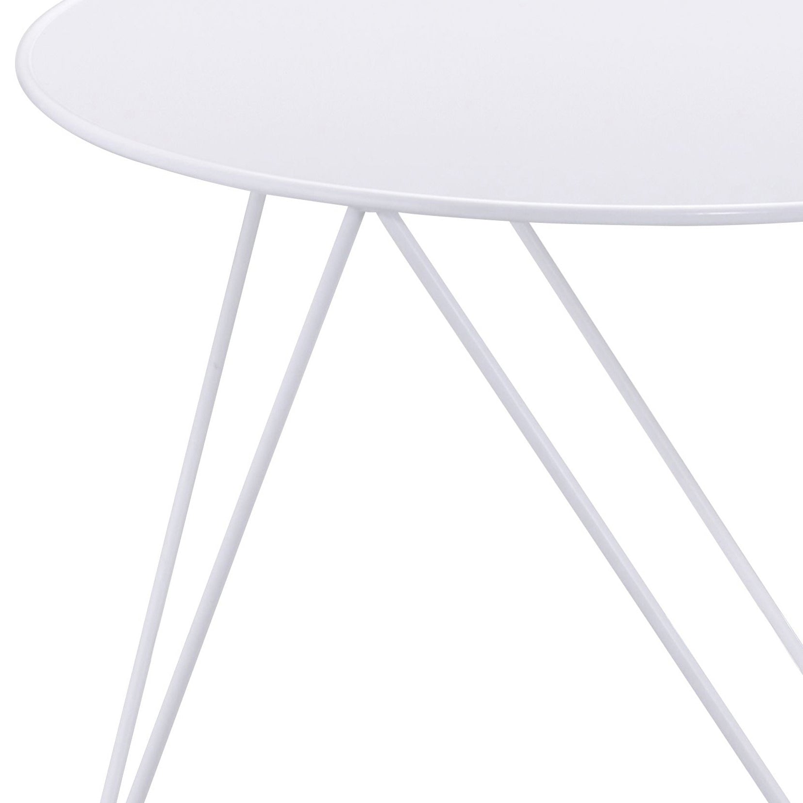 White Geometric Metal Base Accent Table White Primary Living Space Modern Round Metal Sled