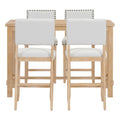 5 Piece Counter Height Dining Set, Classic Elegant Table And 4 Chairs In Natural Wood Wash Natural Wood Wash Solid Wood