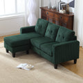 Velvet Sectional Couchl Shaped Sofa With Ottoman For Small Apartment Emerald Velvet 3 Seat