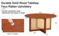 A Natural And Elegant Deep Red Wooden Coffee Table With Artificial Rattan Decorations, Perfect For A Fashionable Living Room And Comfortable Tea Drinking Time Red Wood