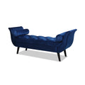 Alma Tufted Flared Arm Entryway Bench, Navy Blue Velvet Navy Blue Foam Velvet