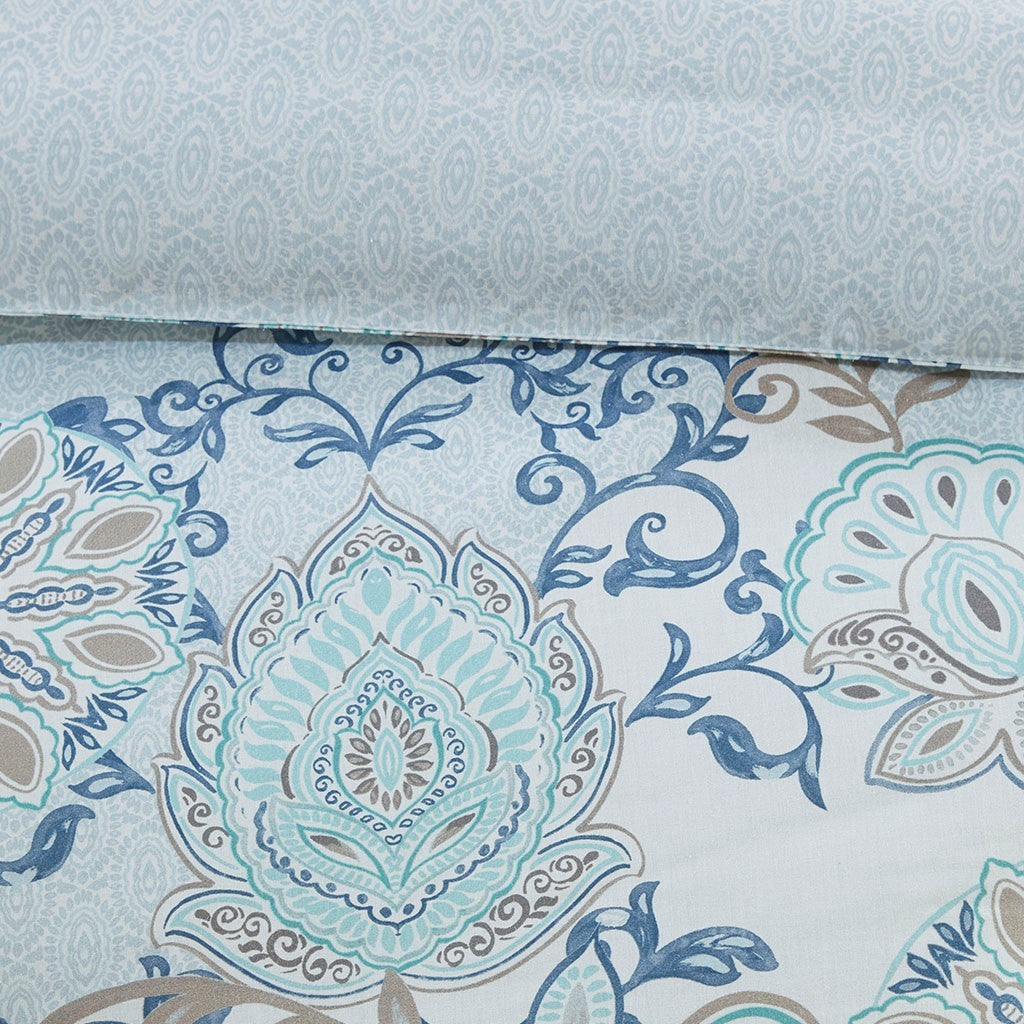 3 Piece Cotton Floral Printed Reversible Duvet Cover Set King Multicolor Polyester