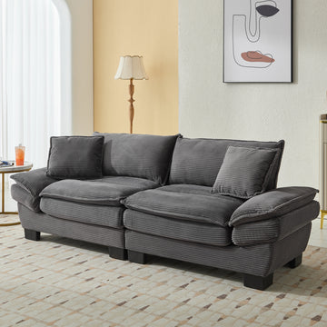 Corduroy Sofa Sleeper Couch Loveseat Sofa With Pillows Comfy Upholstered Deep Seat Sofa For Bedroom,Living Room,Apartment,Office,Dorm Grey Corduroy Grey Foam Upholstered 2 Seat