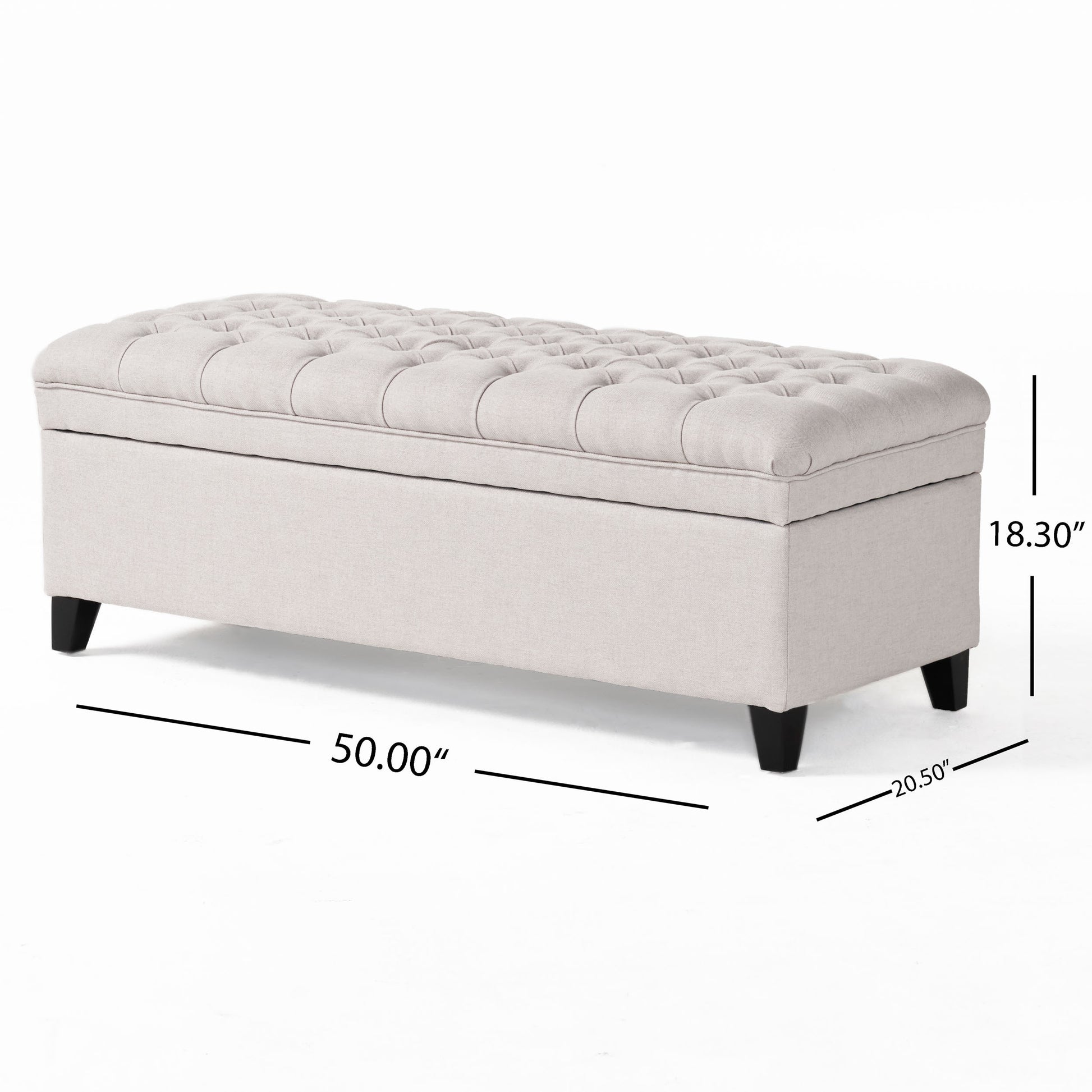 Juliana Storage Ottoman Light Grey Fabric