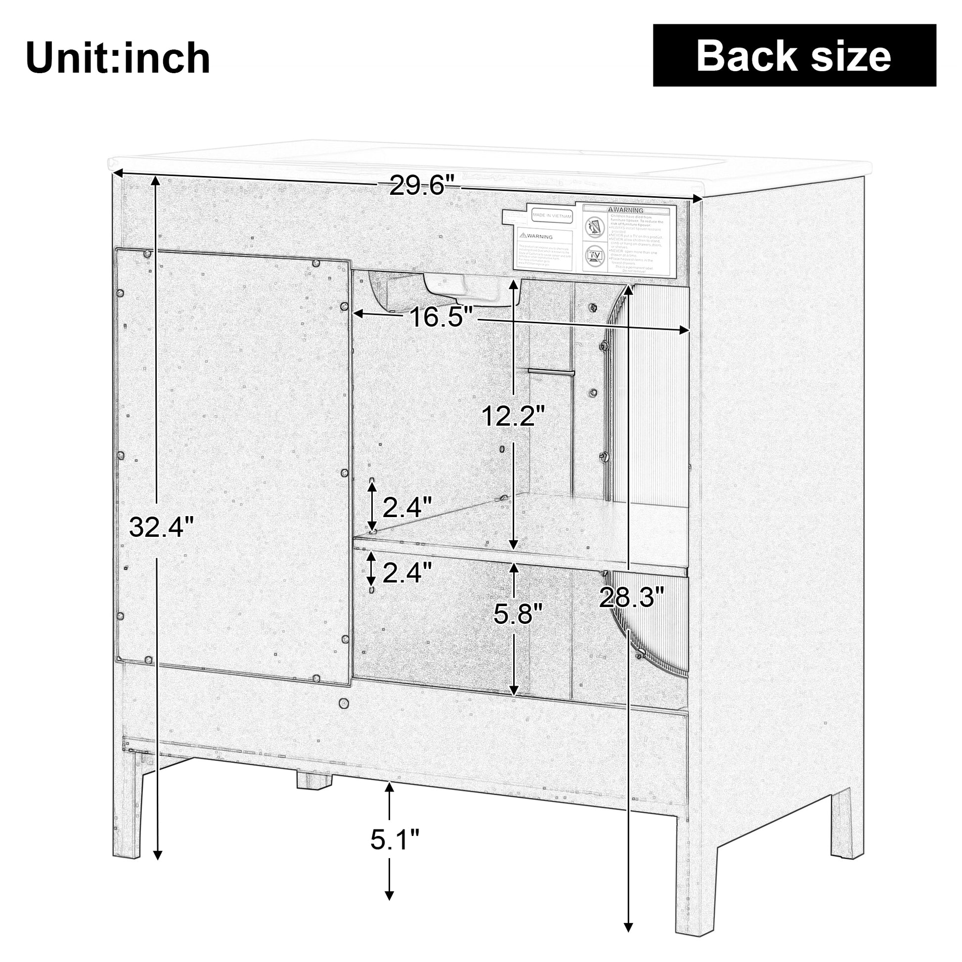 30" Bathroom Vanity With Sink, Bathroom Vanity Cabinet With Two Drawers And Door, Adjustable Shelf, Solid Wood And Mdf, Black Black Solid Wood Mdf