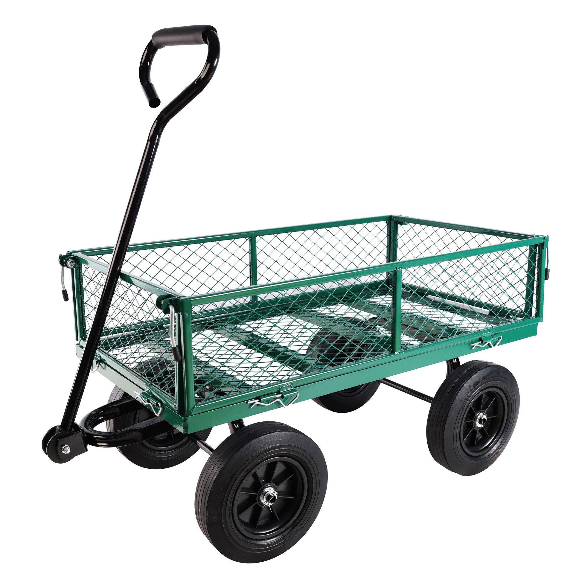 Green Solid Wheels Wagon Cart Solid Wheels Tools Cart Wagon Cart Garden Cart Trucks Make It Easier To Transport Firewood Green Metal