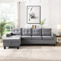Sectional Sofa Set For Living Room With L Shape Chaise Lounge ,Cup Holder And Left Hand With Storage Chaise Modern 4 Seat Grey Grey Fabric 4 Seat
