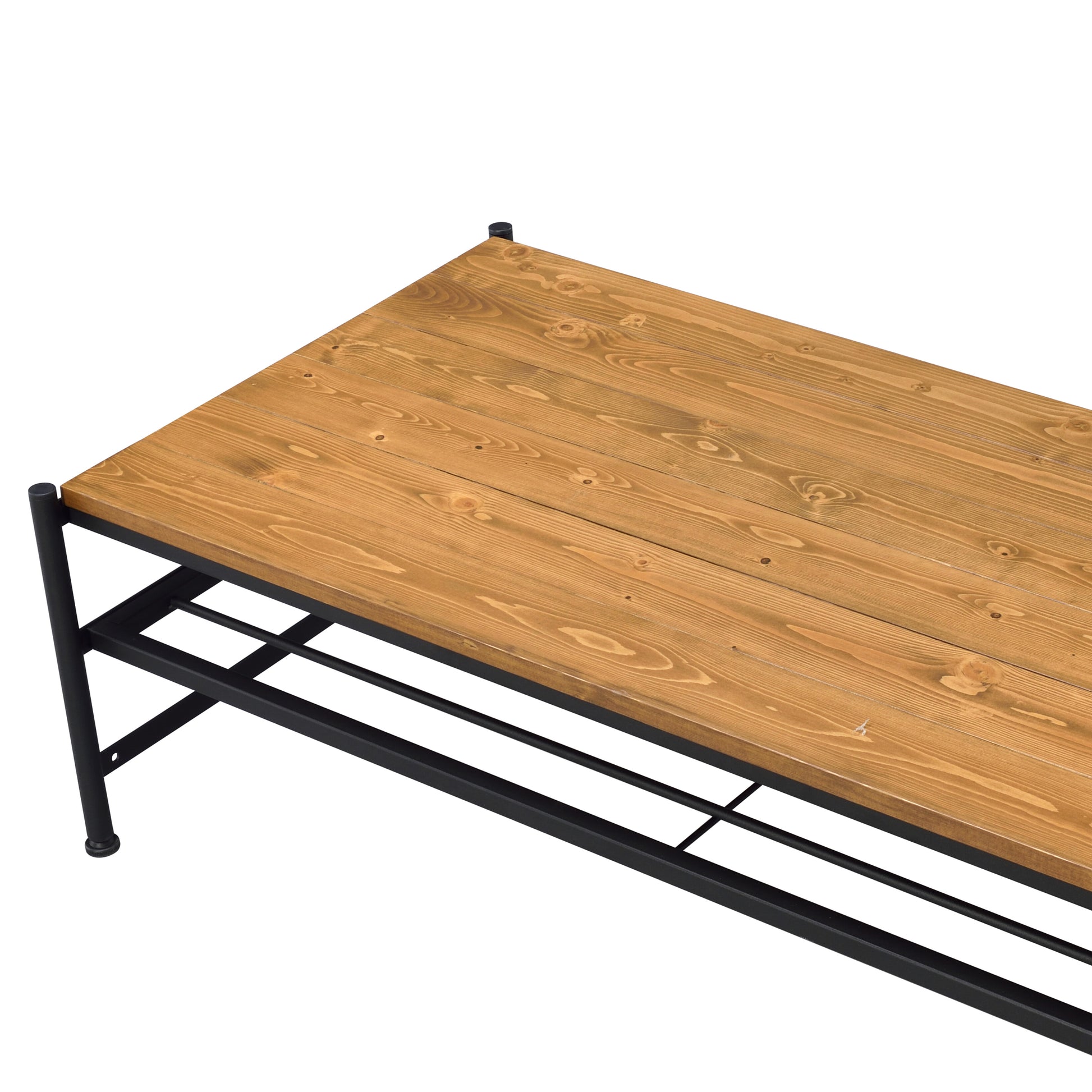 Oak And Black Coffee Table With Shelf Oak Primary Living Space Shelves Rectangular Solid Wood