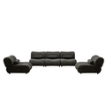 Contemporary Black Modular Sofa With Chenille Fabric Spacious 5 Seat Sectional Couch With Deep Seating & Reclined Backrest Ideal For Family Rooms Black Chenille 5 Seat