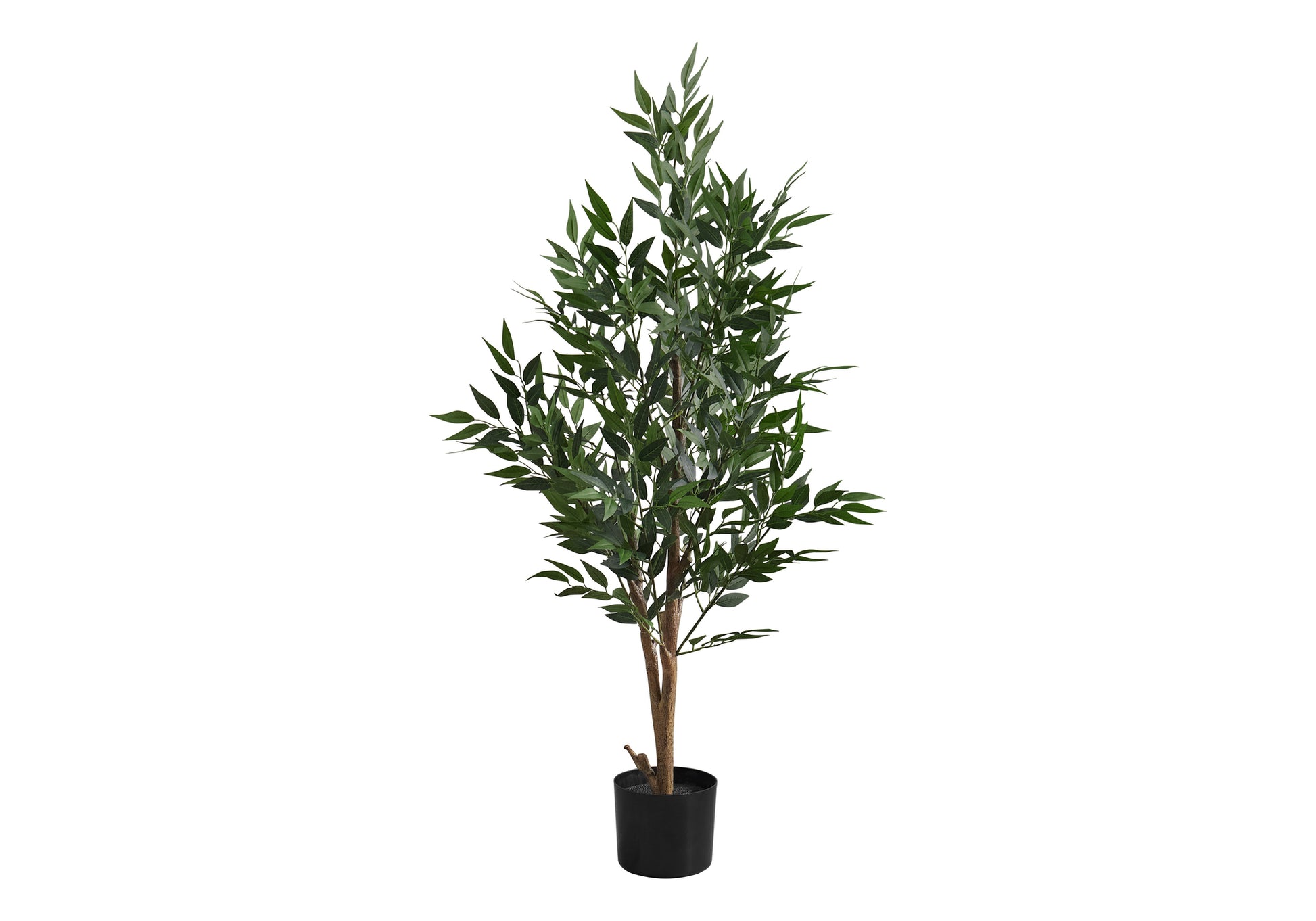 Artificial Plant, 47" Tall, Acacia Tree, Indoor, Faux, Fake, Floor, Greenery, Potted, Silk, Decorative, Green Leaves, Black Pot Green Foam Plastic