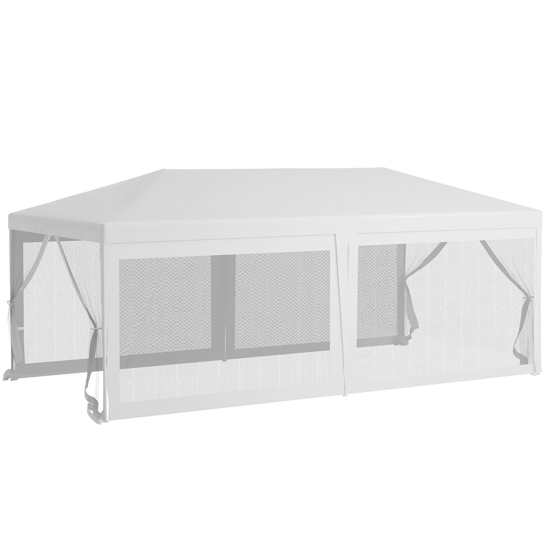 Outsunny 10' X 20' Party Tent, Outdoor Wedding Canopy & Gazebo With 6 Removable Sidewalls, Shade Shelter For Events, Bbqs, White White Steel