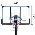 Height Adjustable 7.5 To 10Ft Basketball Hoop 44 Inch Backboard Portable Basketball Goal System With Stable Base And Wheels, Use For Outdoor Black White Iron