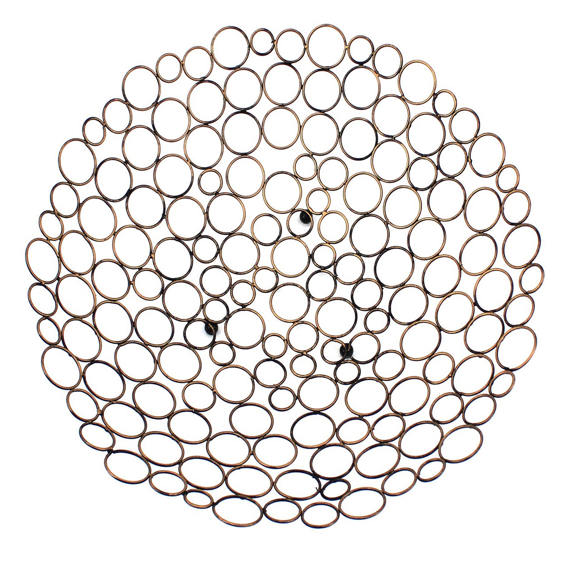 Decorative Metal Tray With Mesh Design And Ball Support,Gold And Black Gold Metal