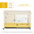 Pawhut Small Rabbit Hutch Indoor Bunny Cage On Wheels, Rabbit Habitat With Tough Pinewood, Openable Top, Rabbit Cage Inside, 37.5