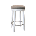 Bar Stools Set Of 2 White Color, 360 Degree Swivel, Accent Wooden Swivel Seat Counter Height Bar Stool, Grey Cushion Seat, Barstool Perfect For Dining And Living Room Height 26