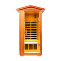 Outdoor Khaya Wood One Person Far Infrared Sauna Room Natural Wood Metal & Wood