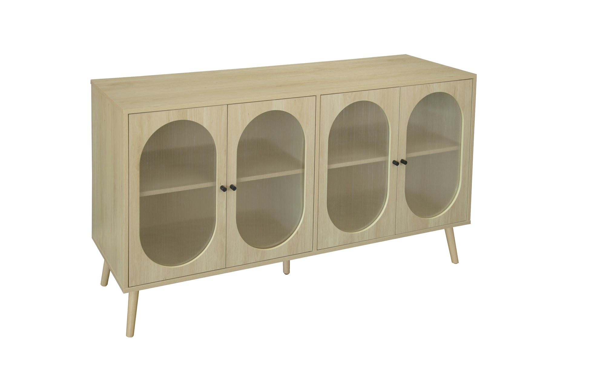 4 Door Cabinet, Sideboard Accent Cabinet, Storage Cabinet For Living Room, Hallway Entryway Kitchen Natural Wood Mdf