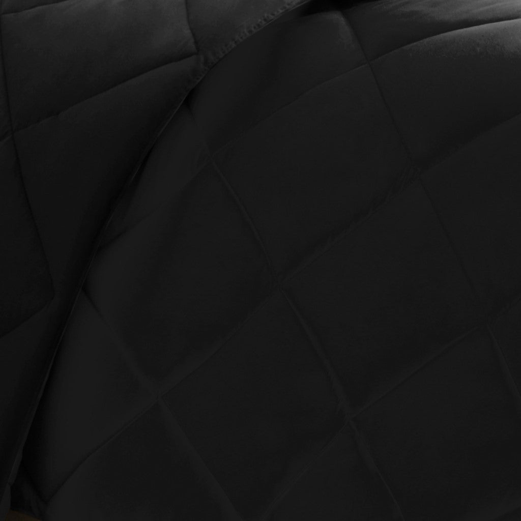 3M Scotchgard Diamond Quilting Reversible Down Alternative Comforter Set Twin Black Polyester