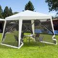 Outsunny 10'X10' Outdoor Canopy Tent, Slant Leg Sun Shelter With Mesh Sidewalls, Patio Tents For Parties, Cream White Cream White Steel
