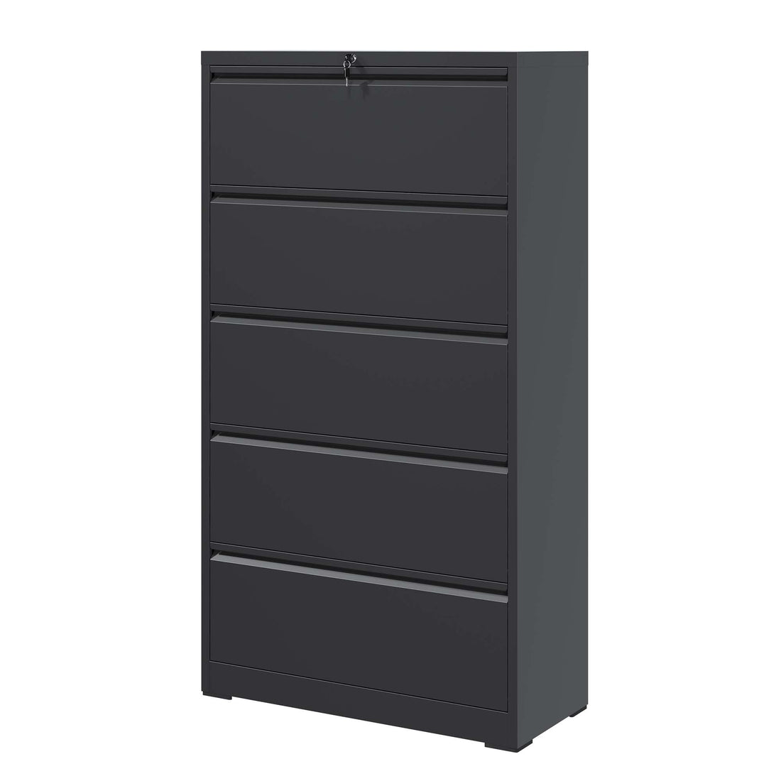 5 Drawer Metal Lateral File Cabinetblack Filing -