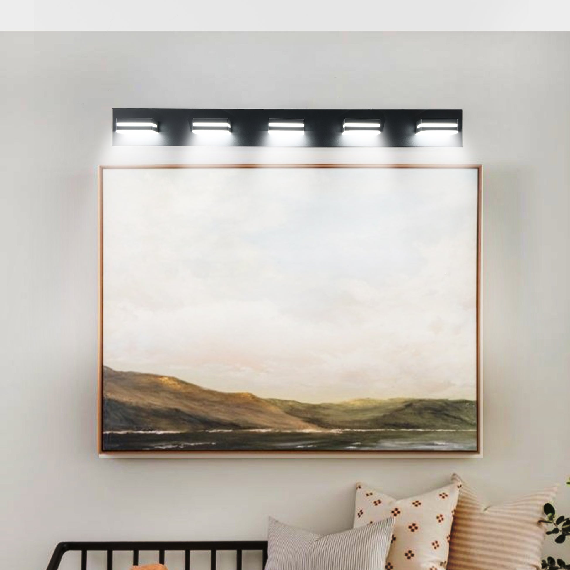 Modern Black Led Vanity Light, 5 Lights Wall Sconce For Bathroom And Mirror, Sleek Minimalist Design, Energy Efficient, Easy To Install Black Iron