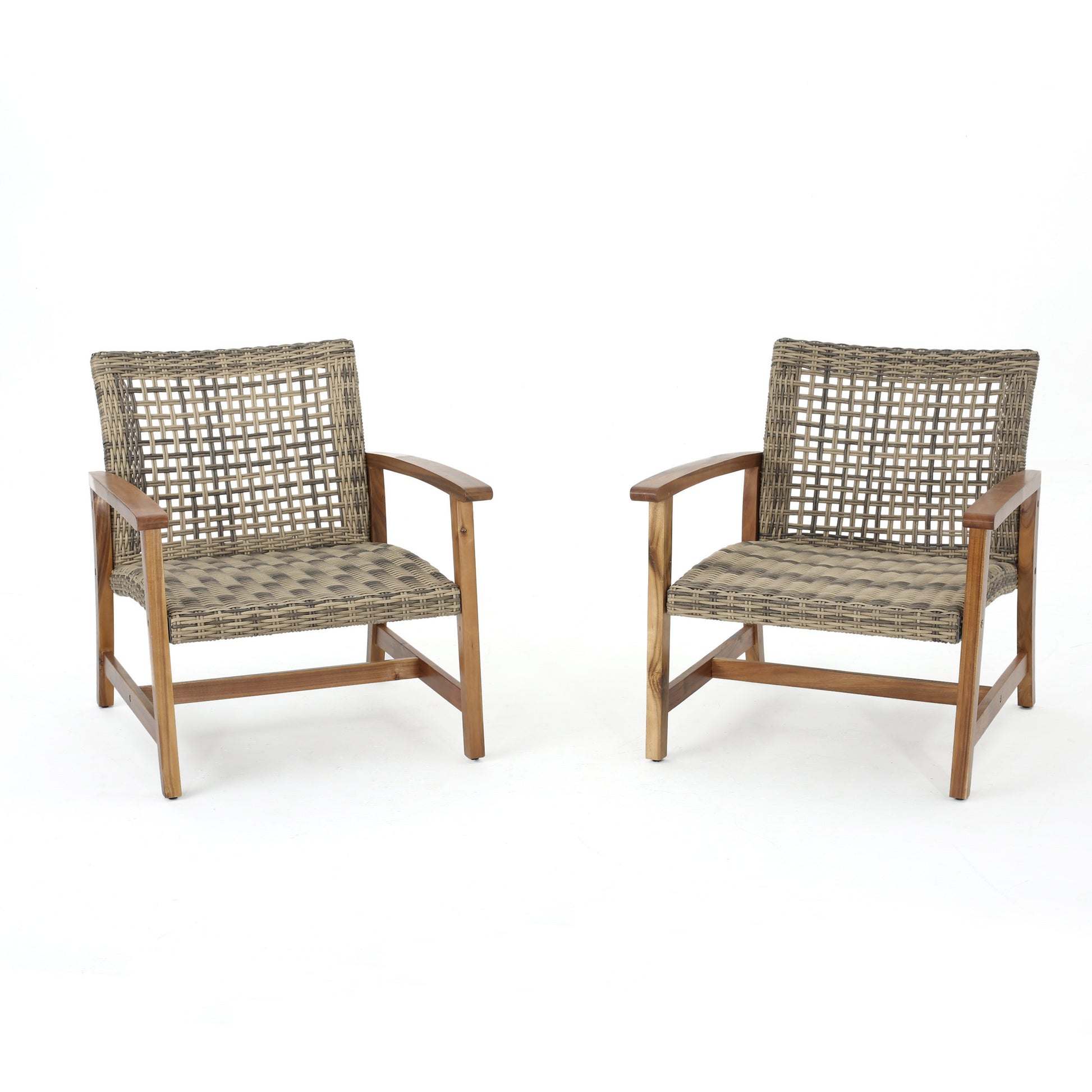 Hampton Wood Wicker Club Chair Set Of 2 Natural Grey Wood