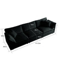 Comfortable Deep Seat Reversible Modular 6 Seater Sectional Super Soft Sofa U Shaped Sectional Couch With 3 Ottomans, 3 Toss Pillows And 2 Arm Pillows Black Chenille 3 Seat
