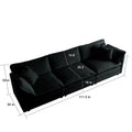 Mid Century Modern Couch 3 Seater Sofa With 2 Armrest Pillows And 3 Toss Pillows, Couch For Living Room Black Chenille Black Chenille 3 Seat