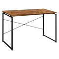 Oak And Black Writing Desk With Metal Sled Base Black Brown Writting Desk Office Industrial Rectangular Wood Metal Sled