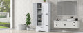 Tall Bathroom Storage Cabinet, Cabinet With Two Doors And One Drawer, Adjustable Shelf, Mdf Board, White White Mdf