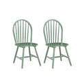 Irvin 18 Inch Modern Dining Chairs, Round Spindle Backs, Set Of 2, Green Green Solid Wood