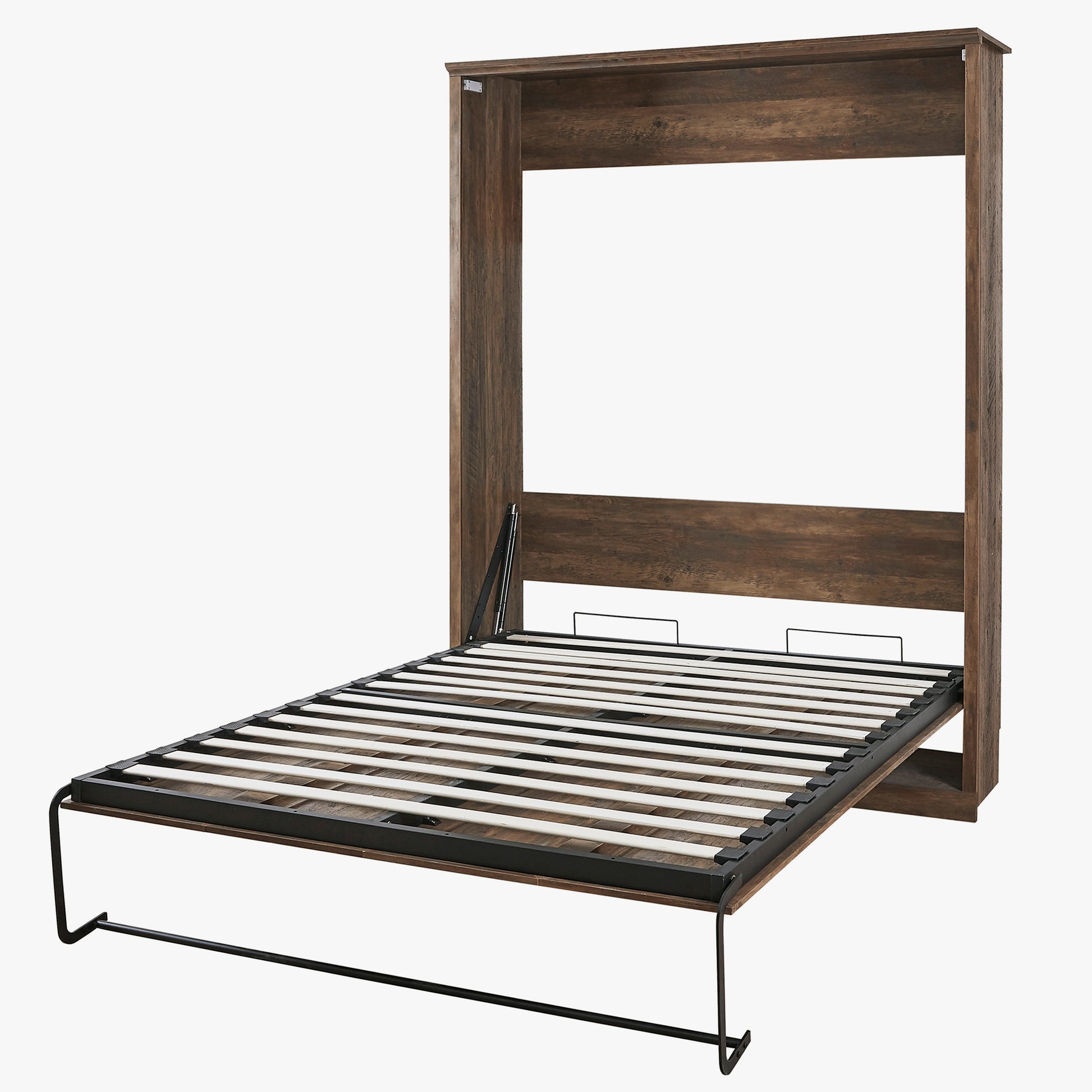 Queen Size Half Self Close And Open Murphy Bed Cabinet Space Saving Bed Perfect For Guest Room, For Bed Room, Guest Room, Home Office, Brown Box Spring Not Required Queen Brown Wood Brown Pine Murphy Pine