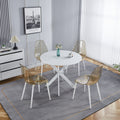 Dining Table With Cross Metal Leg And Mdf Top,Modern Space Saving Kitchen Table For Living Room,White Legs,Round Table,90X90X75Cm White Mdf Metal