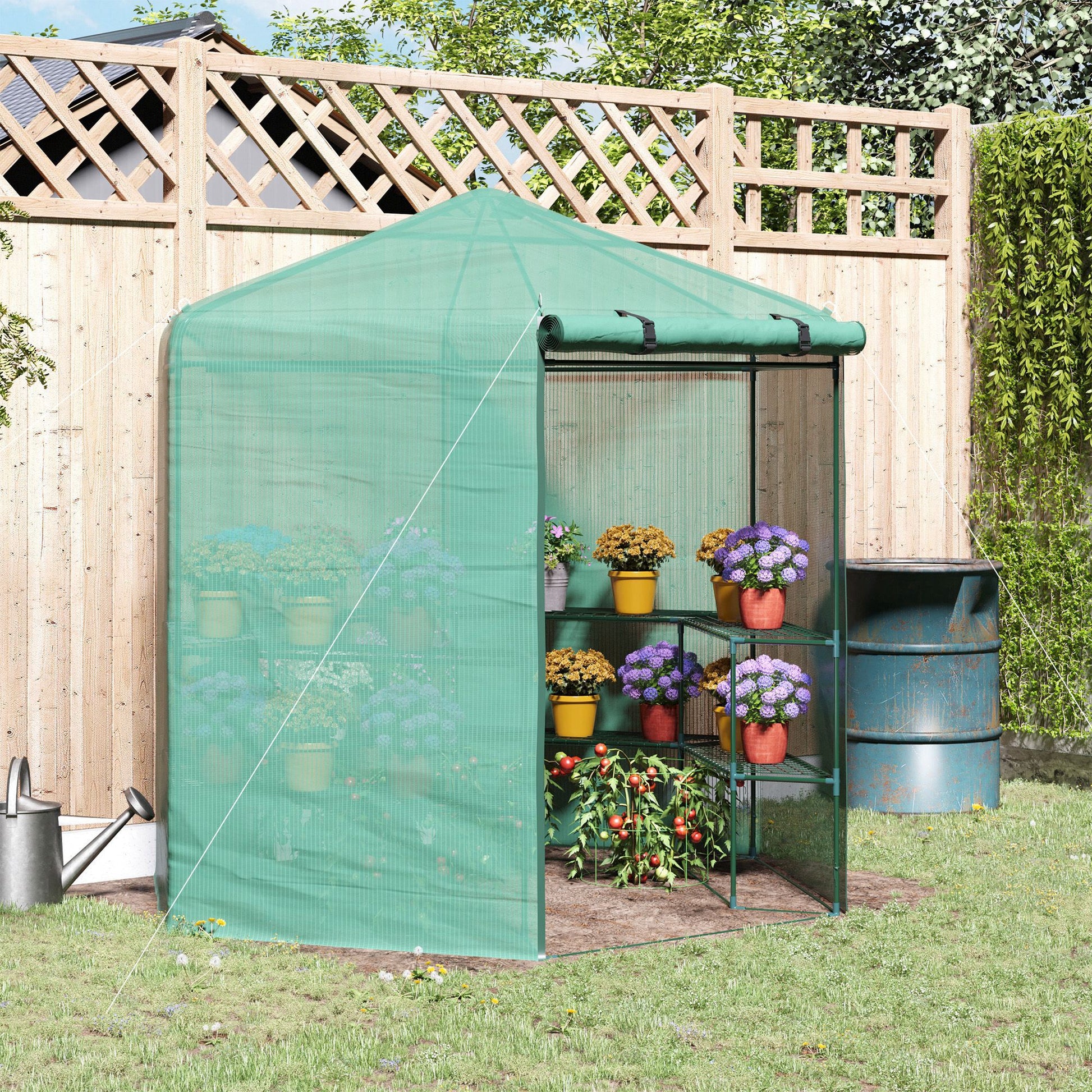 warm house for plants Outsunny Walk In Greenhouse Outdoor 3 Tier 10 Shelf Warm House Garden