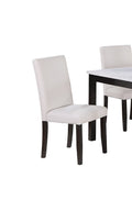 Classic Stylish 5Pc Dining Set Kitchen Dinette Faux Marble Top Table Bench And 3X Chairs White Faux Leather Cushions Seats Dining Room Upholstered Chair White Solid Back Seats 4 Wood Dining Room 48 Inches Contemporary,Modern,Transitional 4 Leg