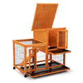 Detachable Rabbit Hutch With Removable Tray And Rolling Casters, Orange Orange Pine