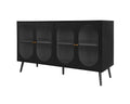 4 Door Cabinet, Sideboard Accent Cabinet, Storage Cabinet For Living Room, Hallway Entryway Kitchen Black Mdf