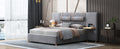 Queen Upholstered Platform Bed, Two Outlets And Usb Charging Ports On Both Sides, Two Bedside Pillows, Storage Shelves, Velvet,Gray Queen Gray Mdf Lvl