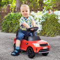 Qaba Land Rover Licensed 6V Ride On Push Car, 2 In 1 Sliding Car, Battery Powered Electric Car For Kids With Headlights Music Horn For 18 60 Months, Red Red Plastic