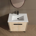 30 Inch Bathroom Vanity Base With Basin, Storage Cabinet With Doors, Engineered Wood Oak Bathroom American Design Ceramic Engineered Wood