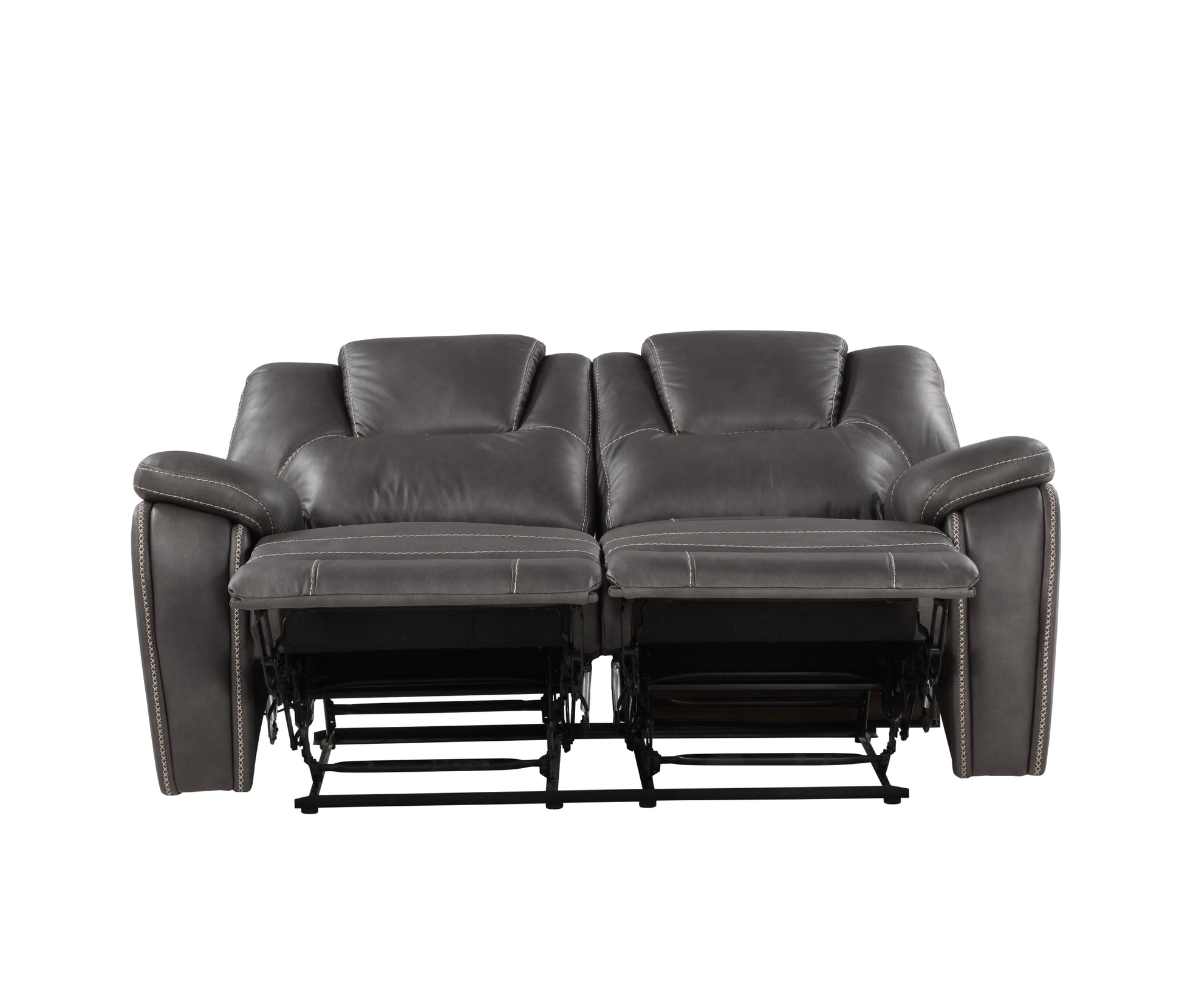 Katrine Charcoal Pu Manual Loveseat Black Black Faux Leather 2 Seat