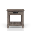 End Table W Storage Drawer & Usn Gray Solid Wood Mdf