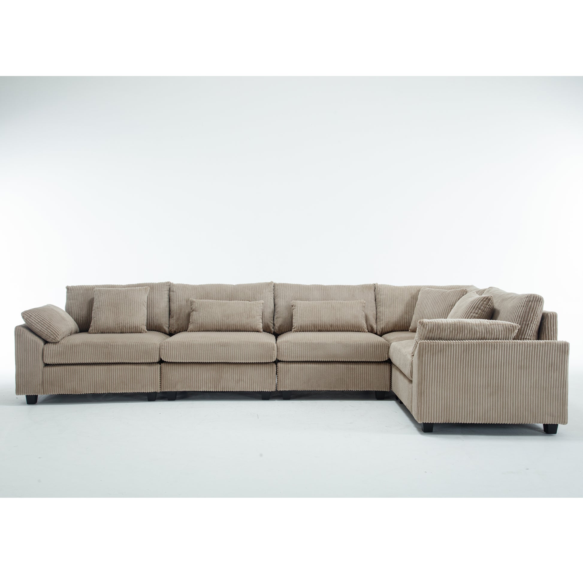 Oversized Modular Sectional Sofa Couch Set,L Shaped Sofa Sectional, 5 Seater Sofa For Living Room Corduroy Upholstered Sofa Set With 7 Free Pillowsbrown Brown Fabric 5 Seat