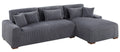 Modern 2Pc Sectional Set Xl Plush Corduroy Fabric Dark Gray Laf Sofa Raf Chaise Living Room Couch Dark Gray Wood Primary Living Space Soft Cushion Back Contemporary,Modern L Shaped Rubberwood Corduroy 4 Seat