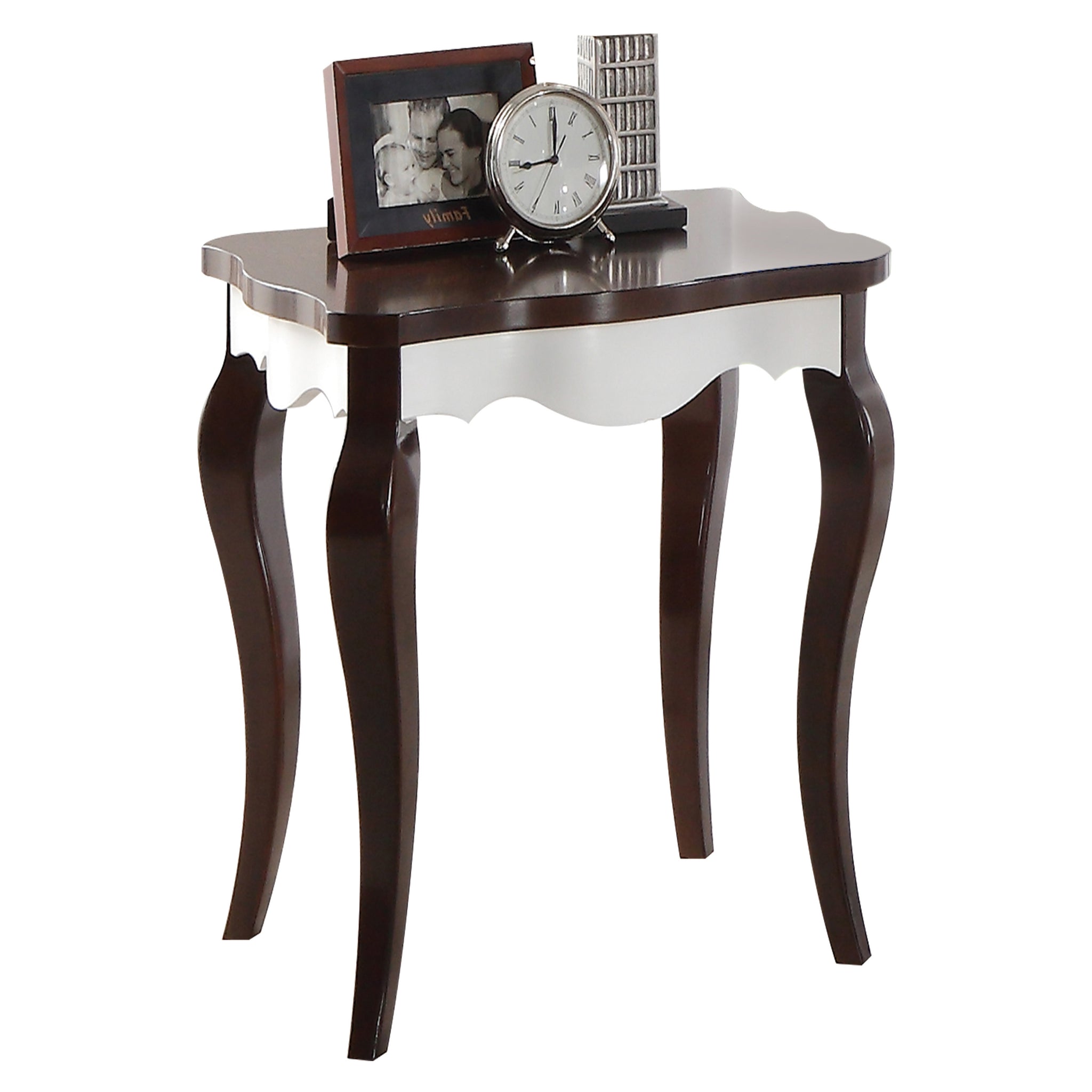 Walnut And White Rectangular End Table Brown White Primary Living Space Modern Oak Rectangular Wood