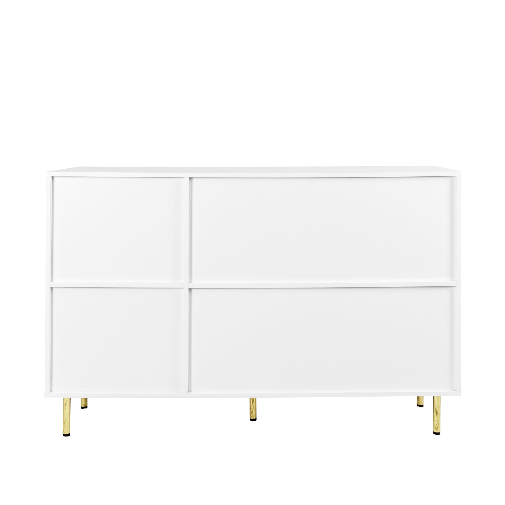 3 Door Large Storage Sideboard With Gold Handles For Kitchen, Dining Room And Living Room.55.12" W Accent White Buffet Cabinet, Coffee Bar Sideboard Cabinet With 3 Doors White White Particle Board