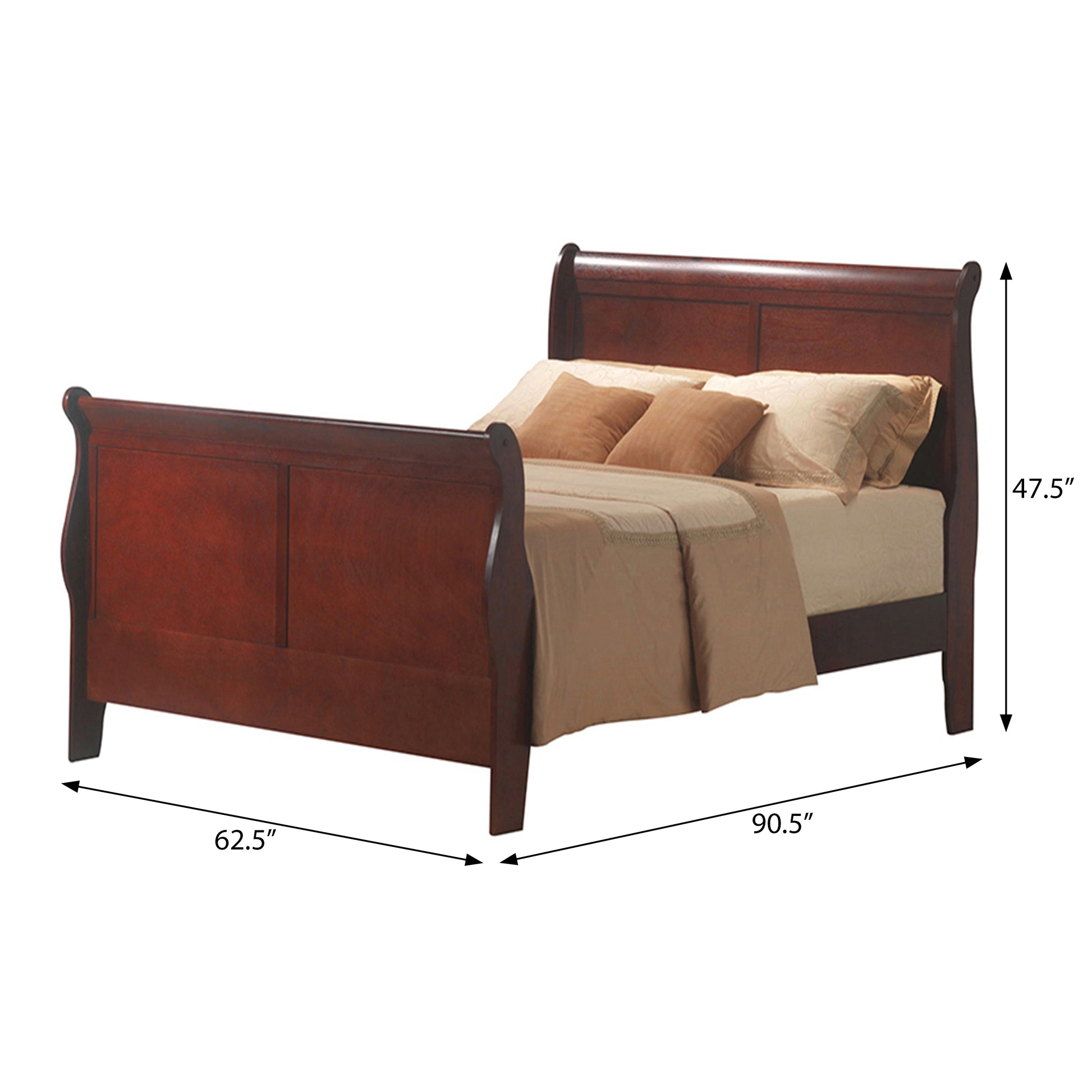 Cherry Queen Bed Box Spring Required Queen Cherry Wood Brown Bedroom Wood