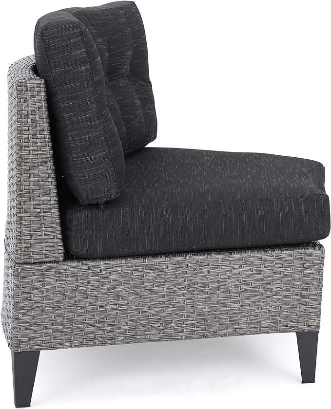 Pema Outdoor 4 Seater Sofa Black Gray Seats 4 Pe Rattan Iron Waterproof Fabric