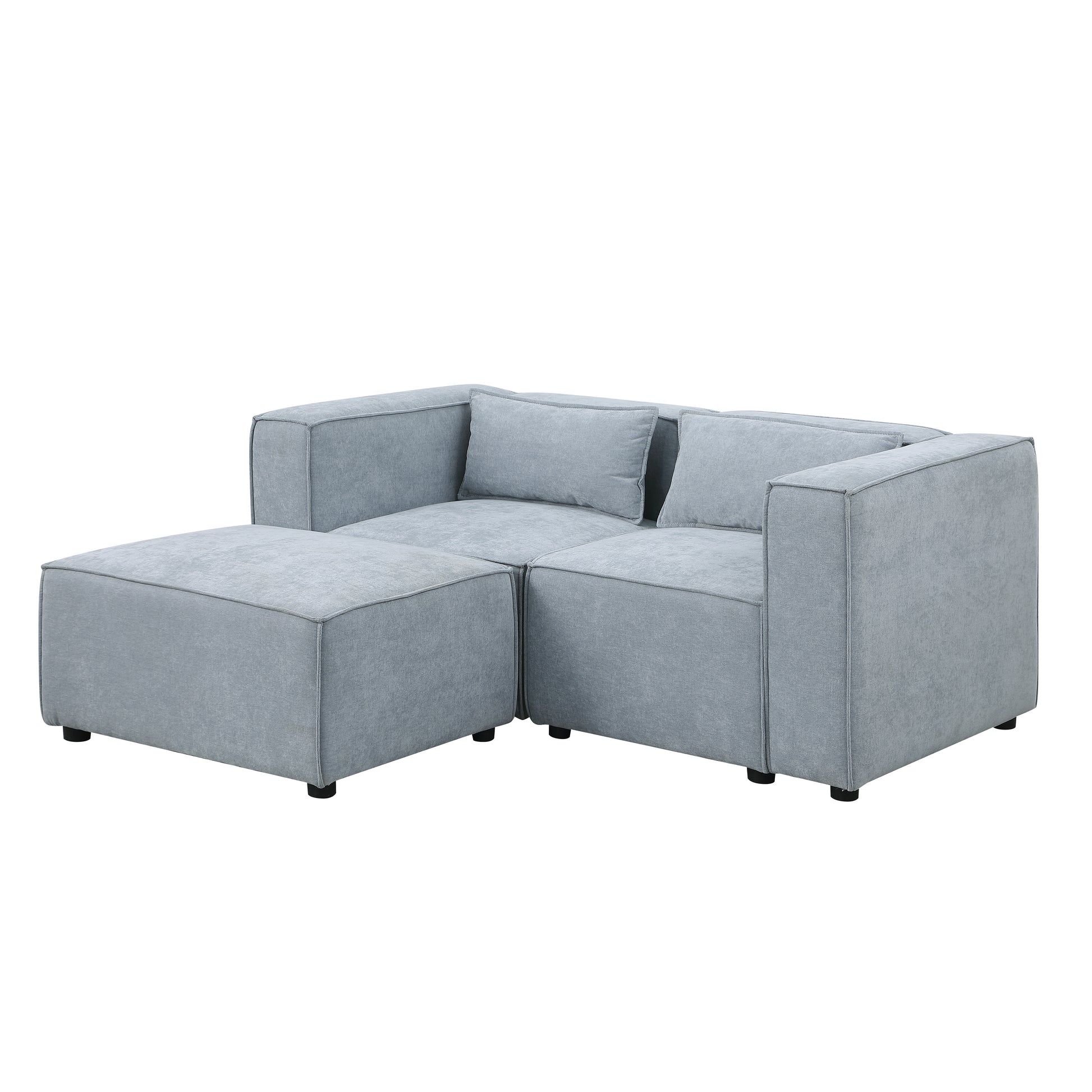 Modular Sofa Grayish Blue Chenille Fabric, Simple And Grand, The Seat And Back Is Very Soft. This Is Also A Knock Down Sofa Grayish Blue Chenille 3 Seat