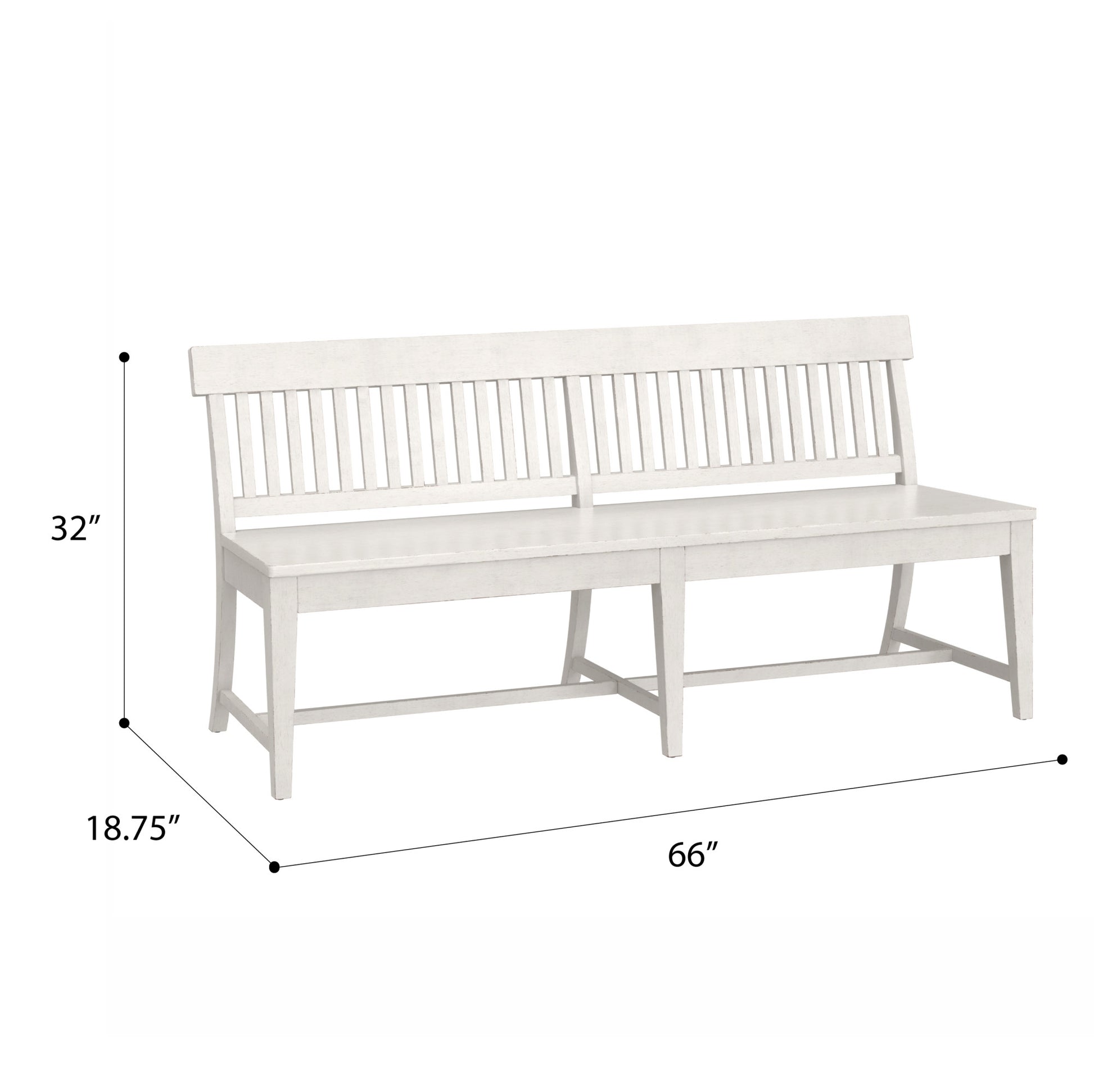 Haidel White Dining Bench White Solid Wood